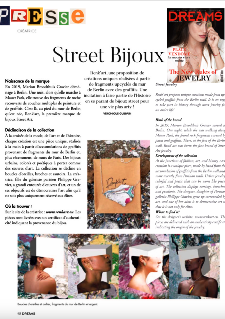 Press sustainable graffiti jewelry RENKART DREAMS